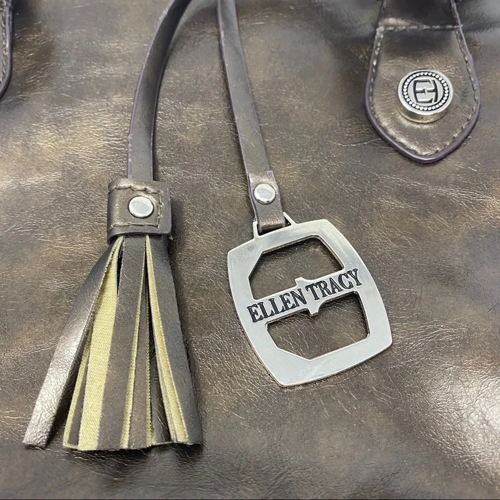 ELLEN TRACY 3 Compartment Bronze Tote Handbag